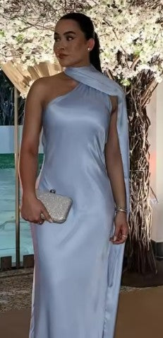 Satin Halter Backless Maxi Dress