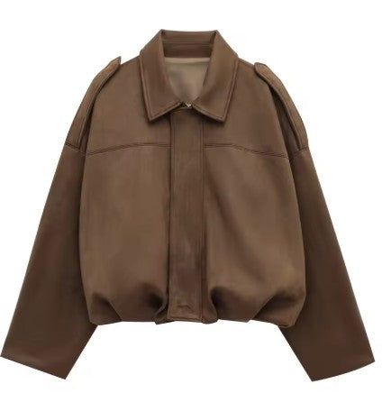 Vintage Suede Casual Bomber Jacket