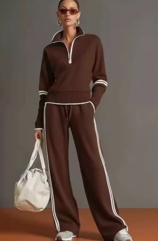 Casual Striped Hoodie Set