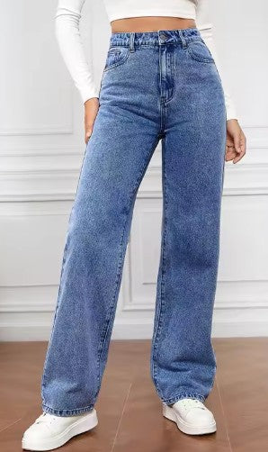 Retro Blue Baggy Straight Jeans