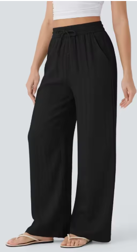 Linen Wide Leg Relaxed Pants