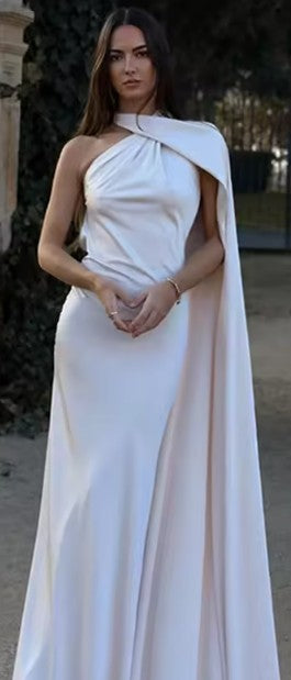 Satin Halter Backless Maxi Dress