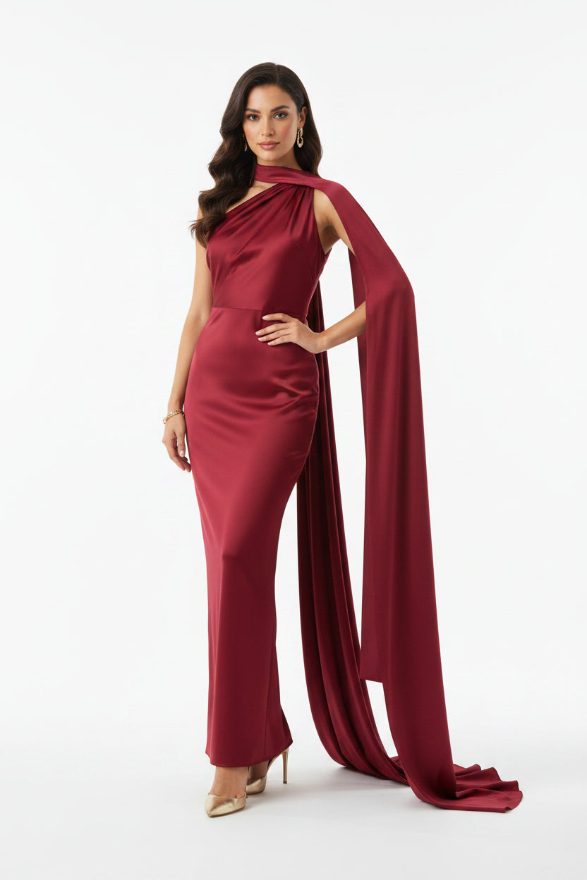 Satin Halter Backless Maxi Dress