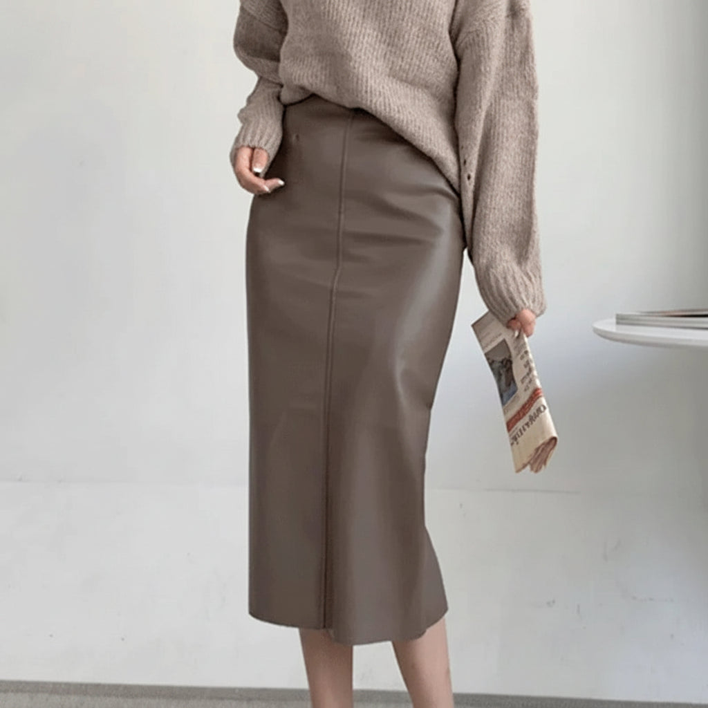 Classic Leather Pencil Skirt