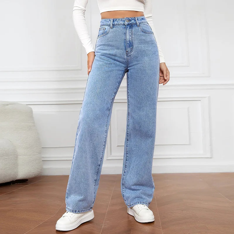 Retro Blue Baggy Straight Jeans