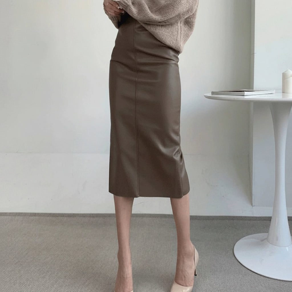 Classic Leather Pencil Skirt