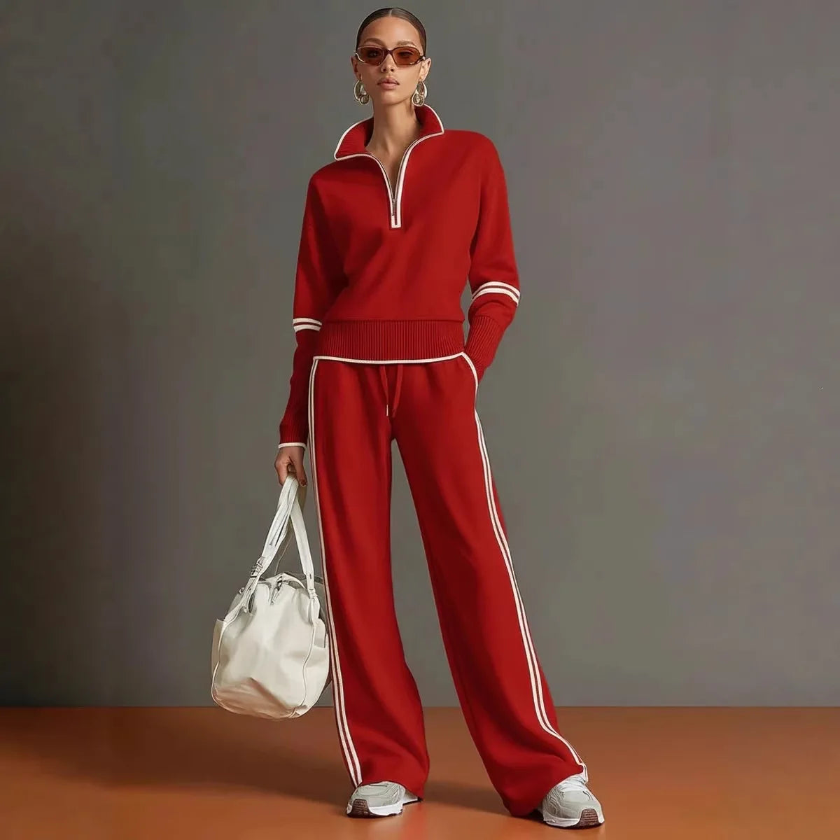 Casual Striped Hoodie Set