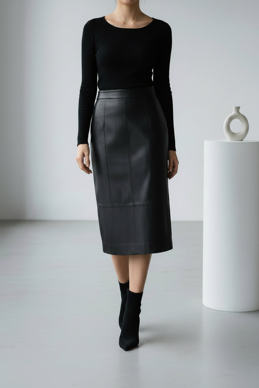 Classic Leather Pencil Skirt