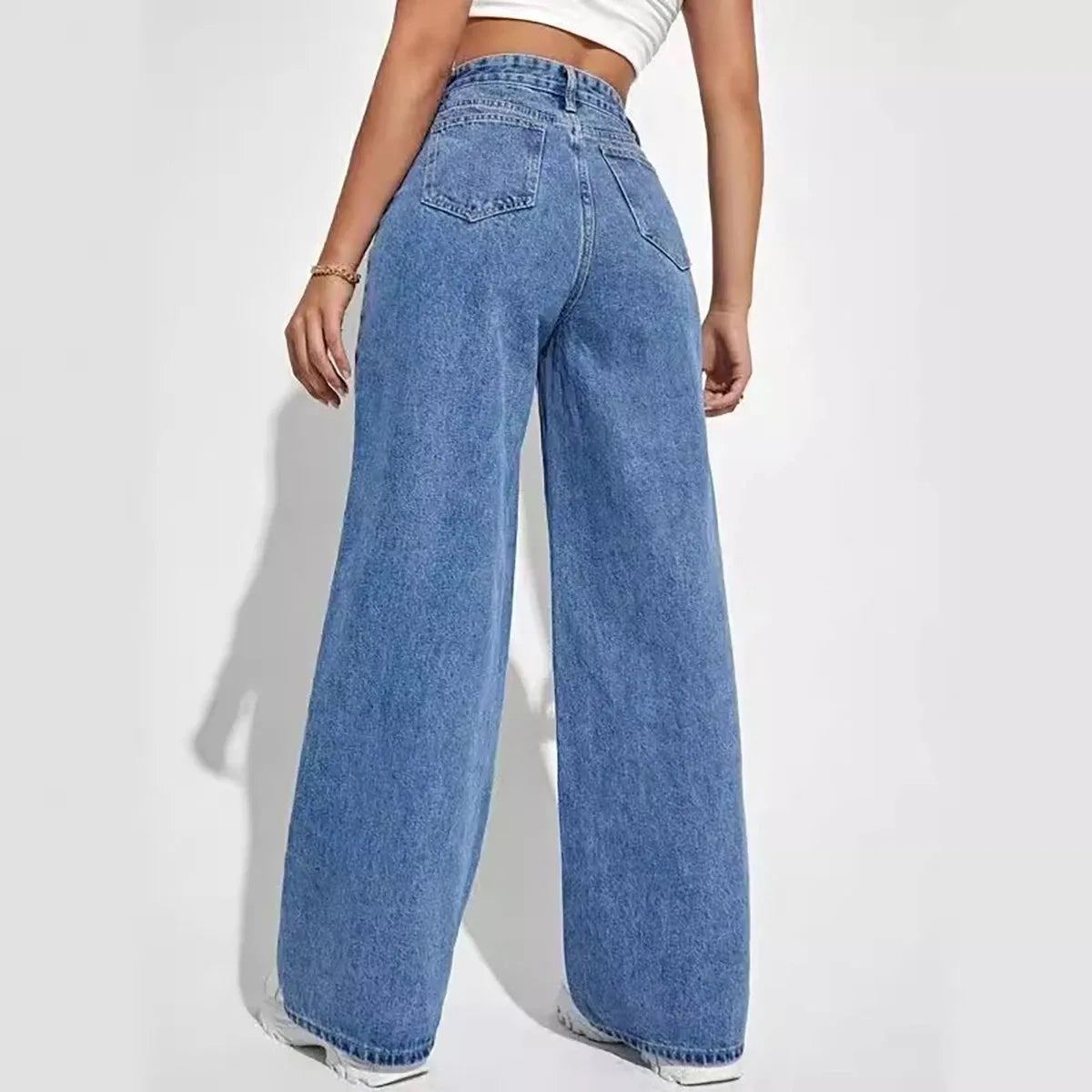 Retro Blue Baggy Straight Jeans