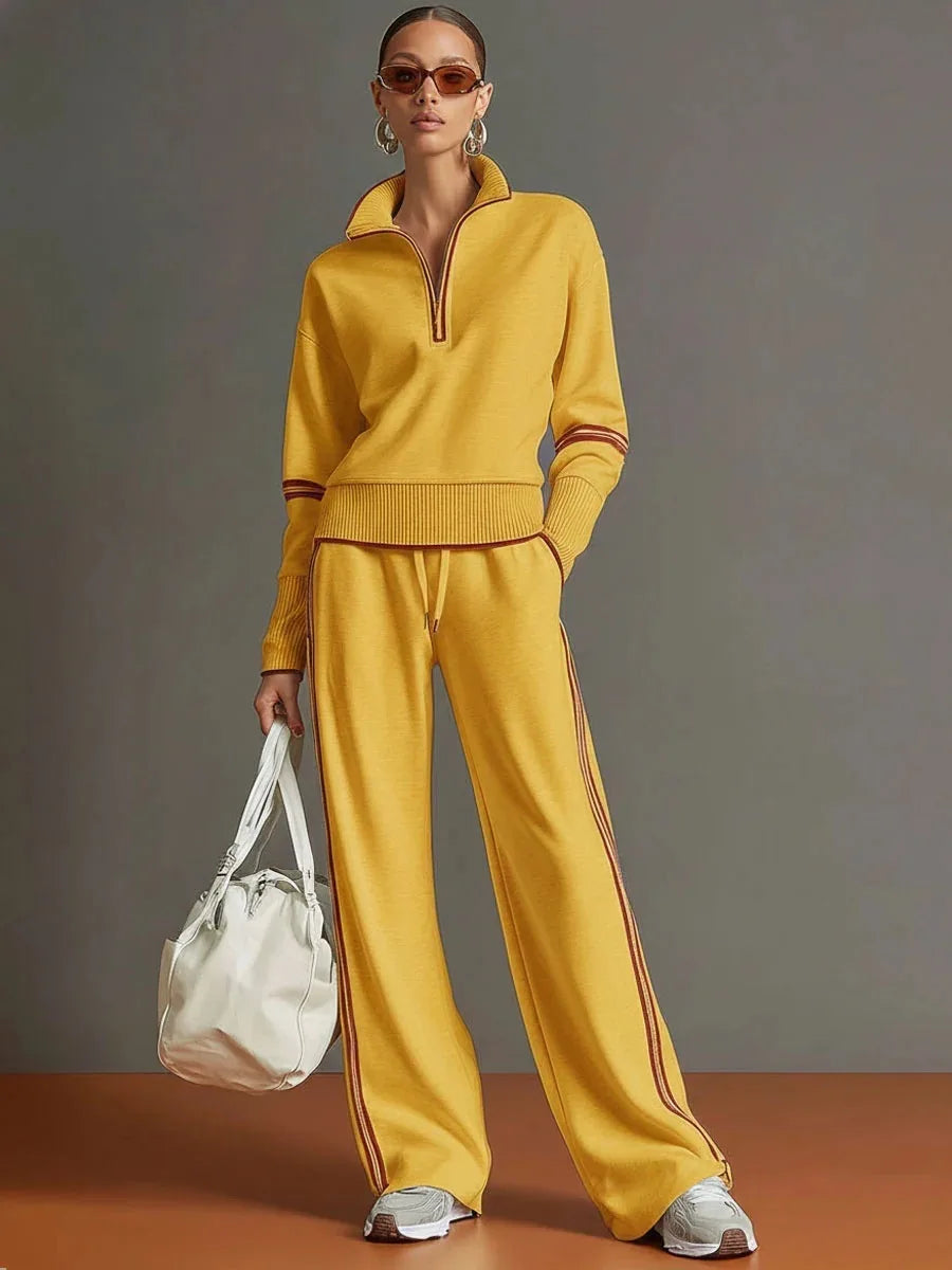 Casual Striped Hoodie Set