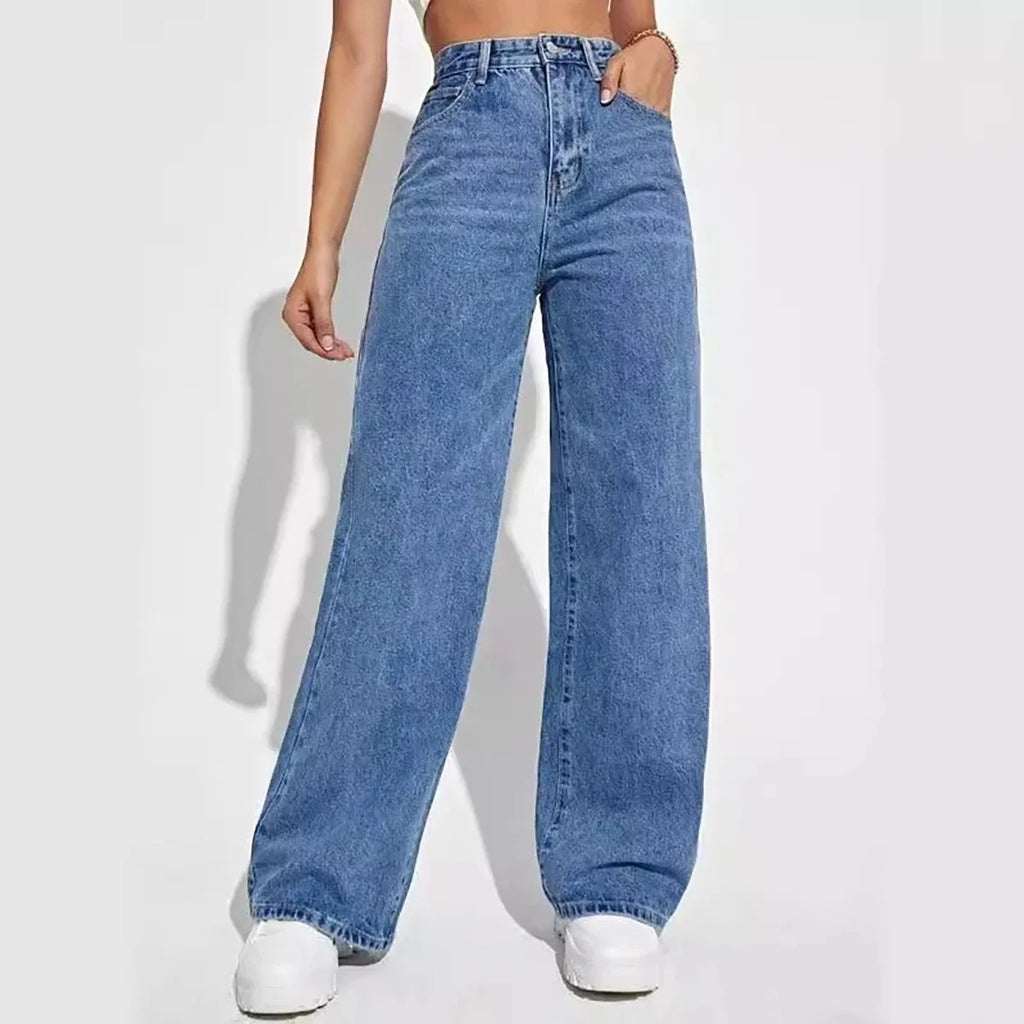 Retro Blue Baggy Straight Jeans