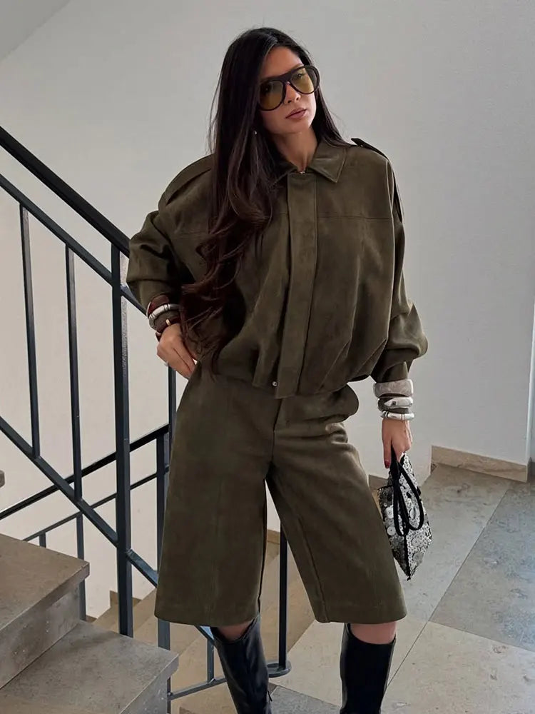 Vintage Suede Casual Bomber Jacket