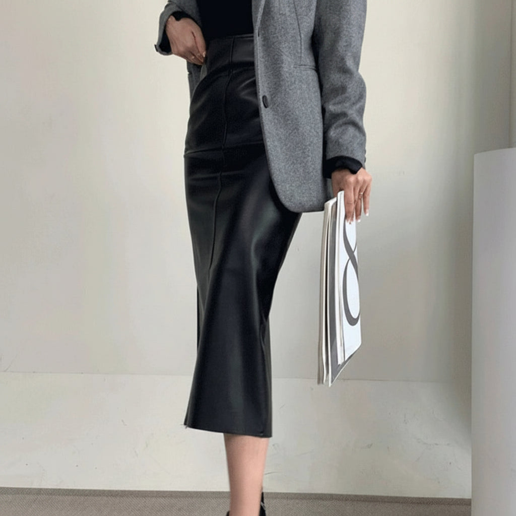 Classic Leather Pencil Skirt