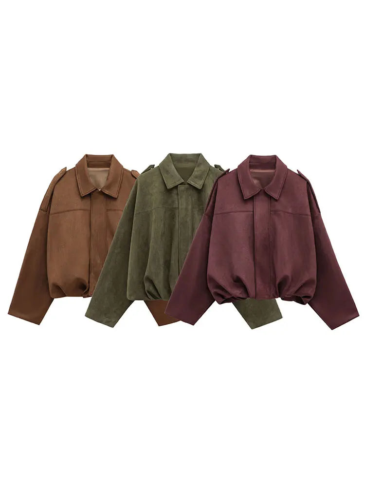 Vintage Suede Casual Bomber Jacket