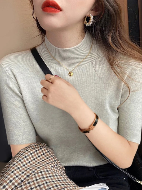 Summer Turtleneck Slim Pullover Top