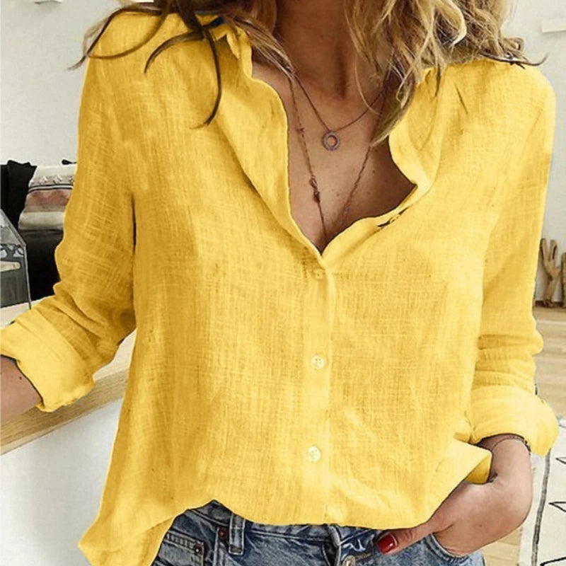 Cool Cotton Linen V-Neck Shirt
