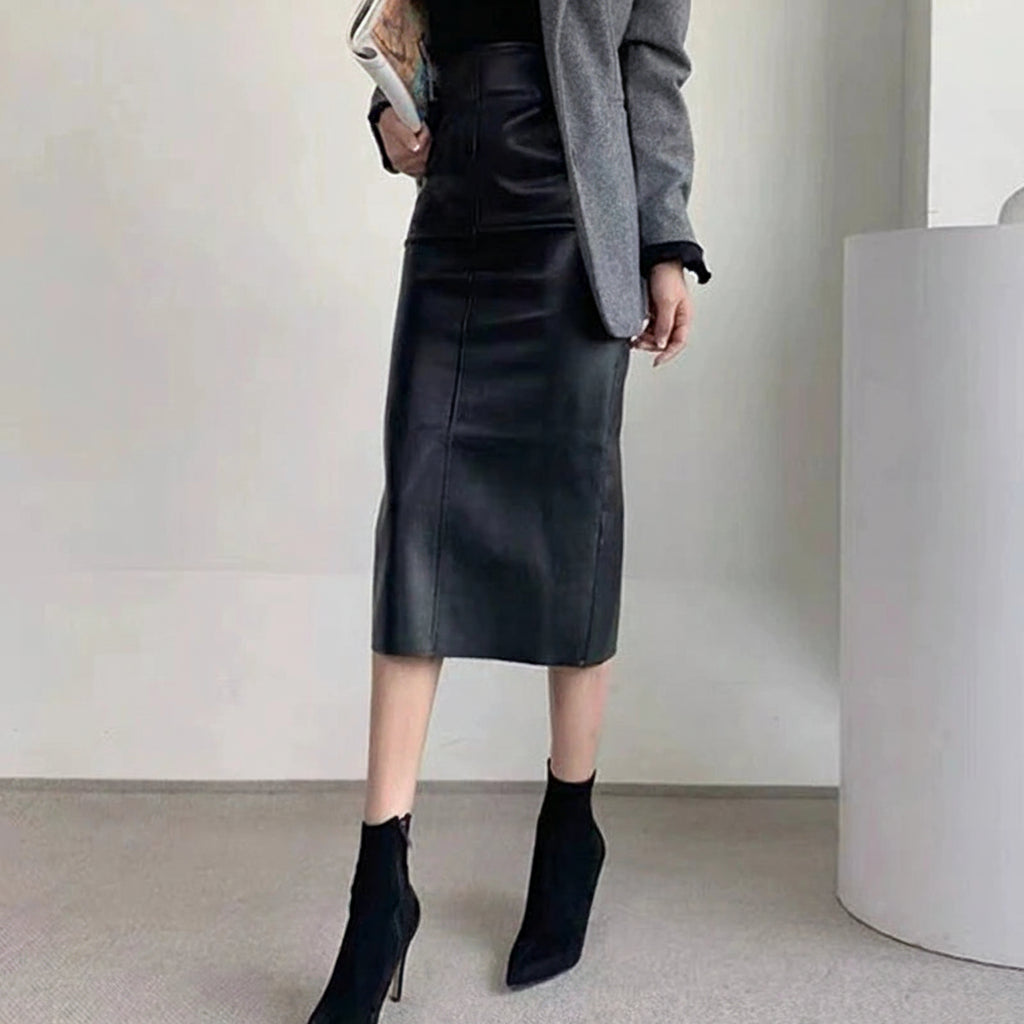 Classic Leather Pencil Skirt