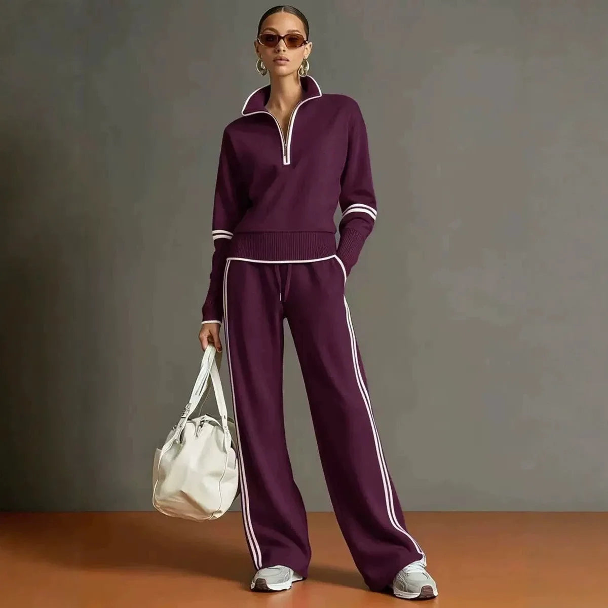 Casual Striped Hoodie Set
