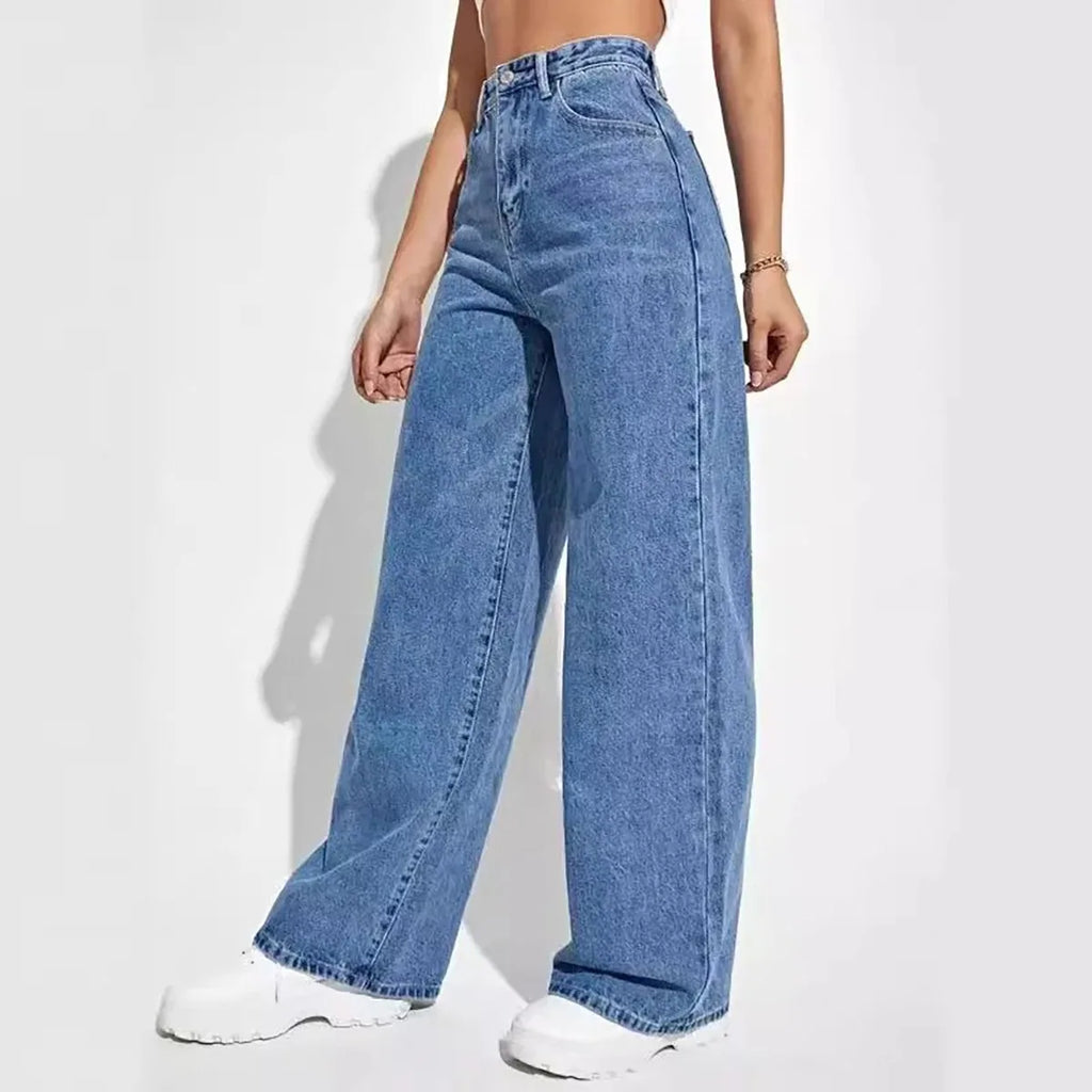 Retro Blue Baggy Straight Jeans