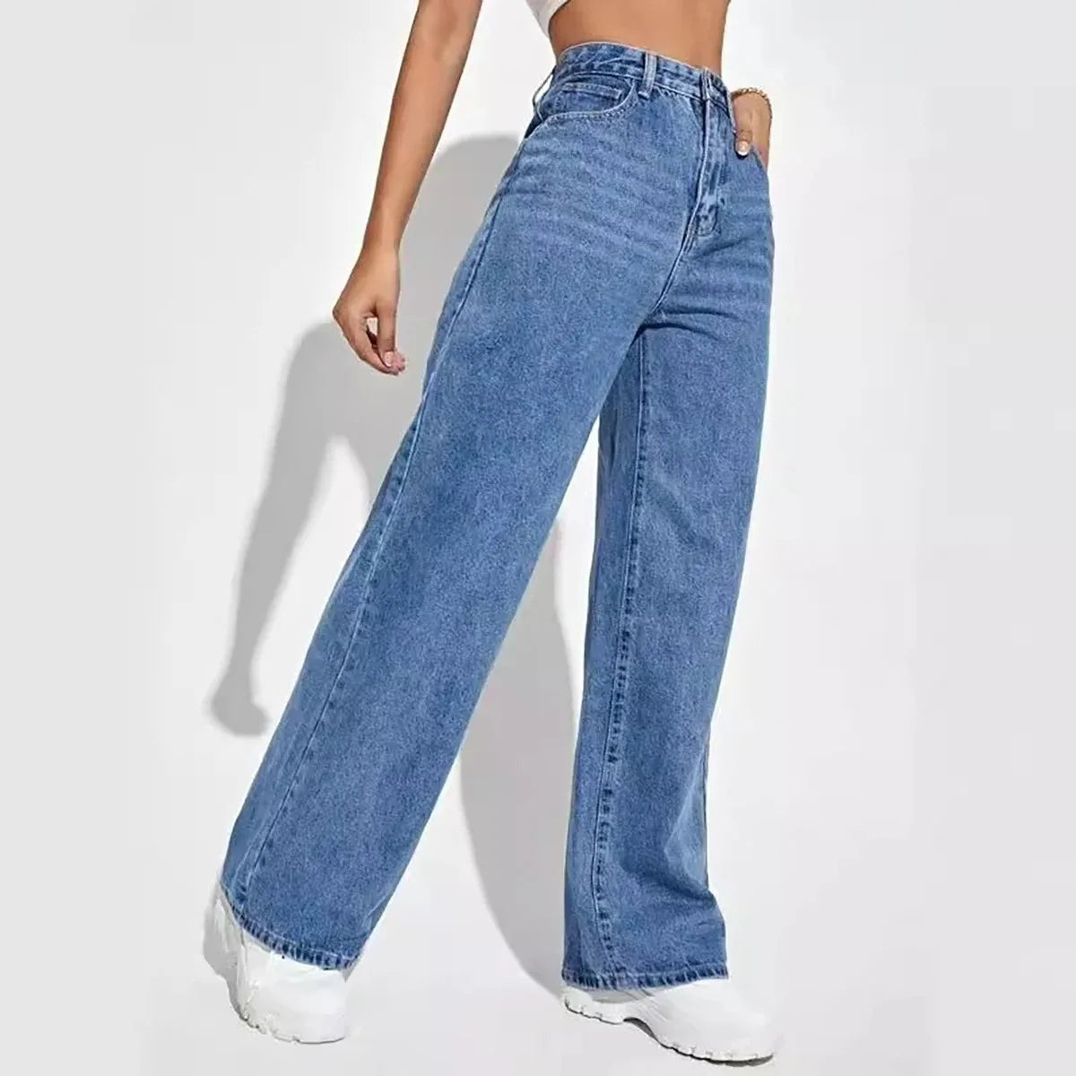 Retro Blue Baggy Straight Jeans