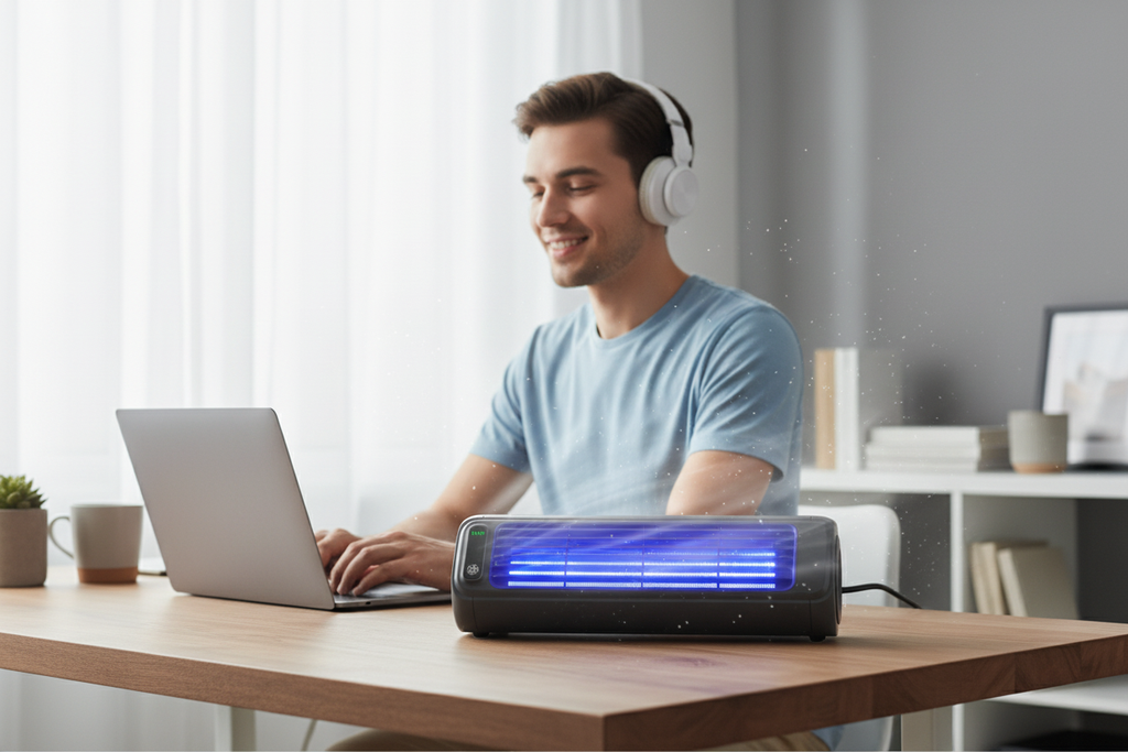 Portable Quiet Air Cooler Fan - Desk Lifestyle